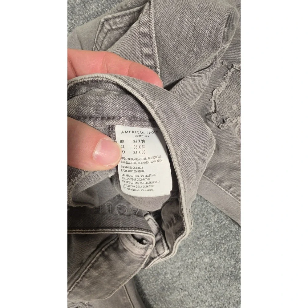 American Eagle AirFlex+ Distressed Jeans 36x30 Gray Slim Stretch